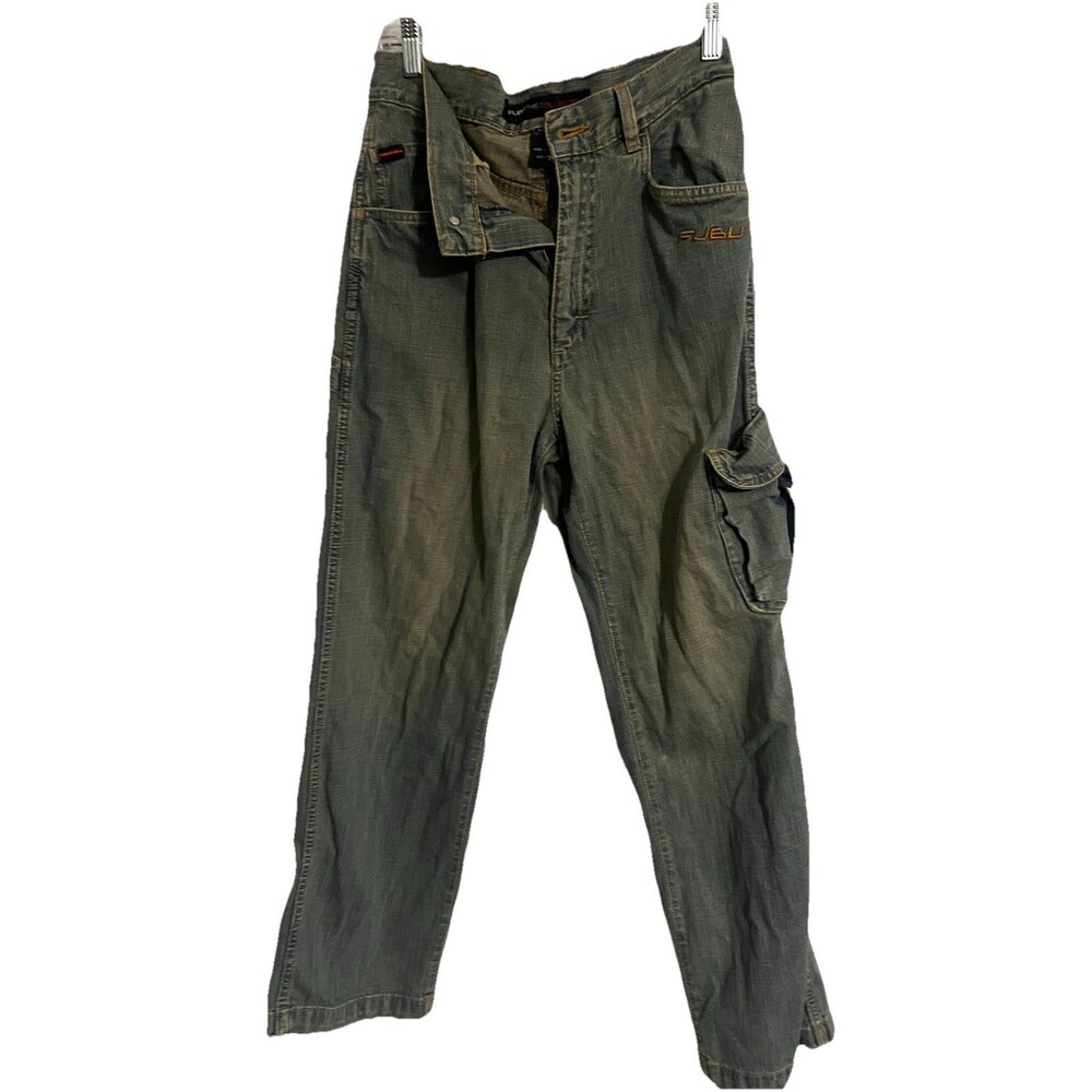 VTG Y2K FUBU The Collection Cargo Pants Blue Jean Denim Baggy Loose  Fit KIDS 16